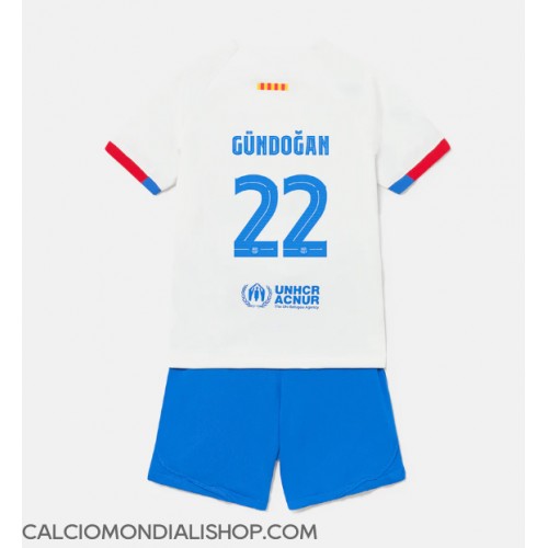 Maglie da calcio Barcelona Ilkay Gundogan #22 Seconda Maglia Bambino 2023-24 Manica Corta (+ Pantaloni corti)